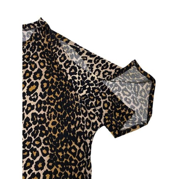 RACHEL ROY Brown Black Leopard Print Split Dolman Sleeve Stretch Top Sz Small - Picture 7 of 9